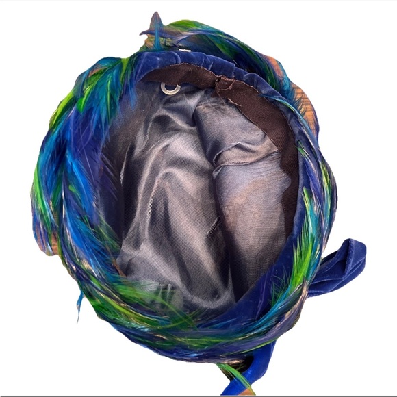 Womens Vintage Feather Hat Fascinator Cap 50s 60s Union Made In USA - Picture 6 of 7